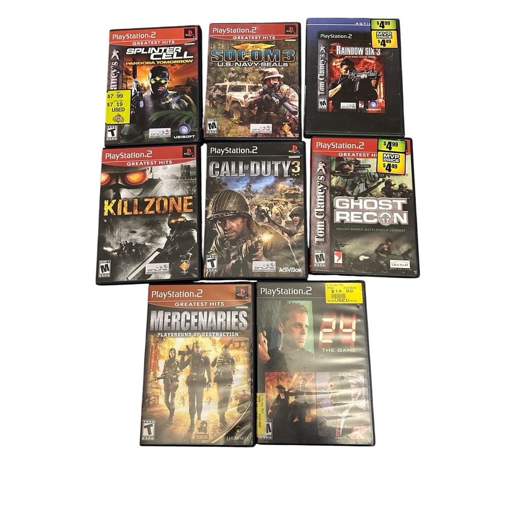 PS2 Shooter Game Lot of 8 - Killzone, Call of Duty 3, SOCOM 3, Splinter Cell